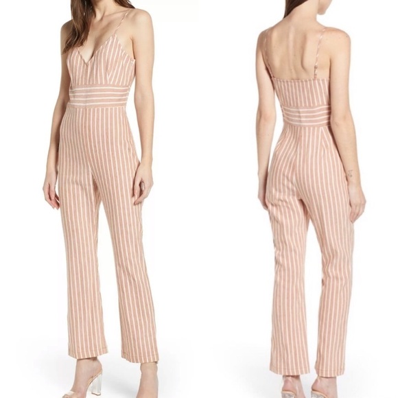 New Leith Tan Adobe Molly Striped Jumpsuit - Picture 1 of 8